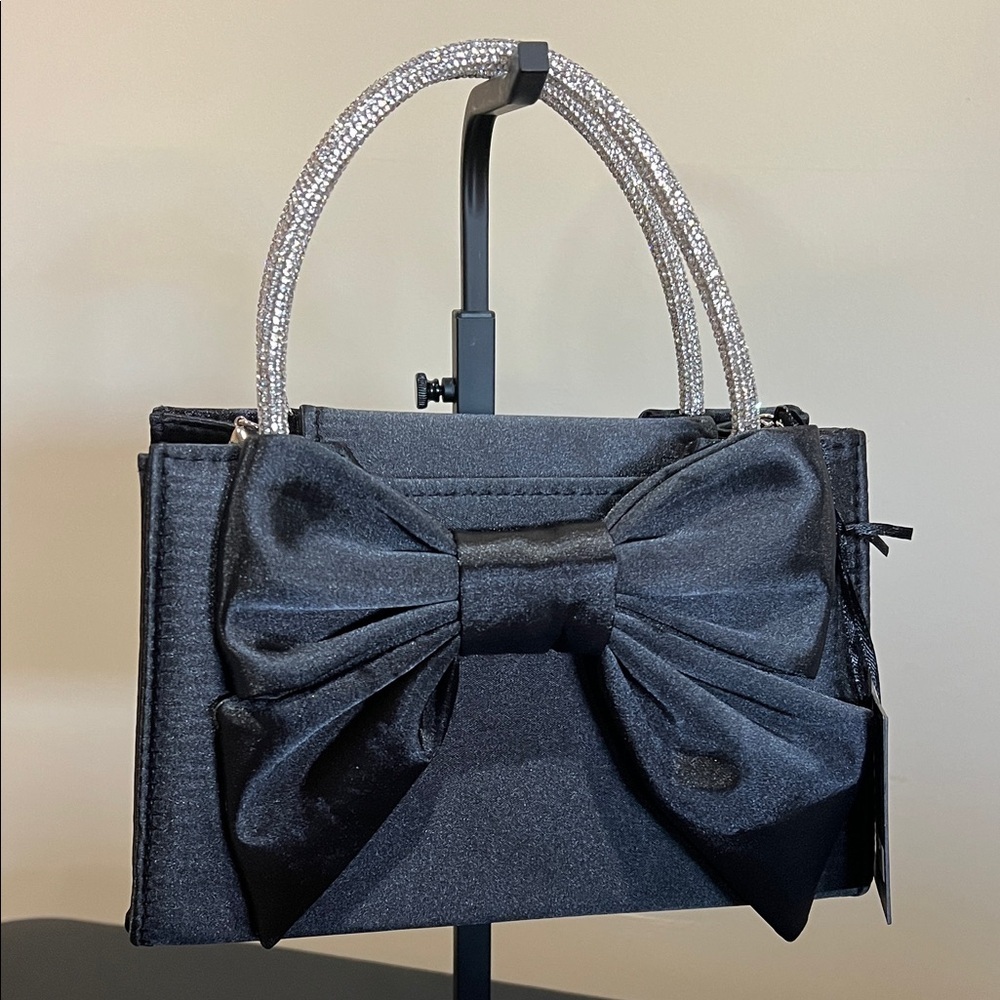 House Of Harlow | Black Mini Bag w/ Removable Crossbody & Rhinestone Handles 🖤💎 - Picture 1 of 12